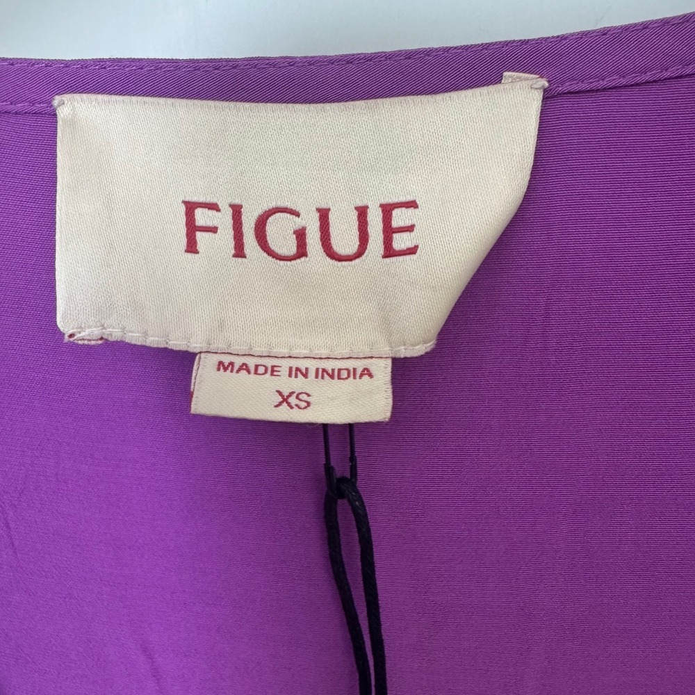 NEW Figue Dress Kaftan XS Purple Peacock Embroidered Maxi Spring Wedding Guest - Picture 5 of 14